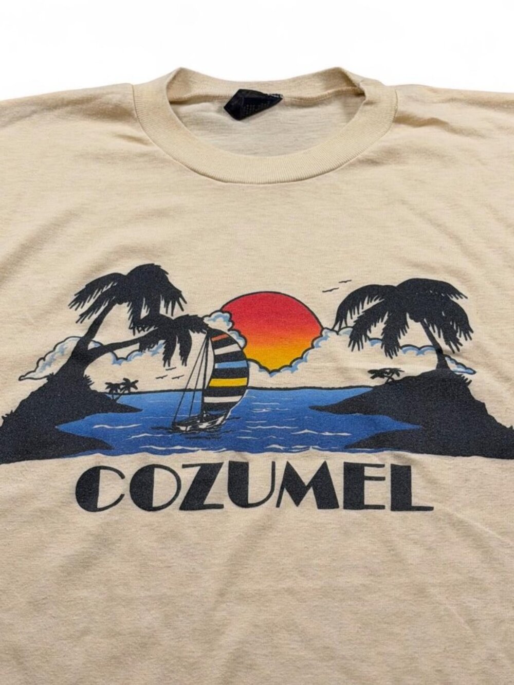True Vintage 70s 80s Cozumel Mexico Paper Thin Single Stitch Tourist Tee L XL